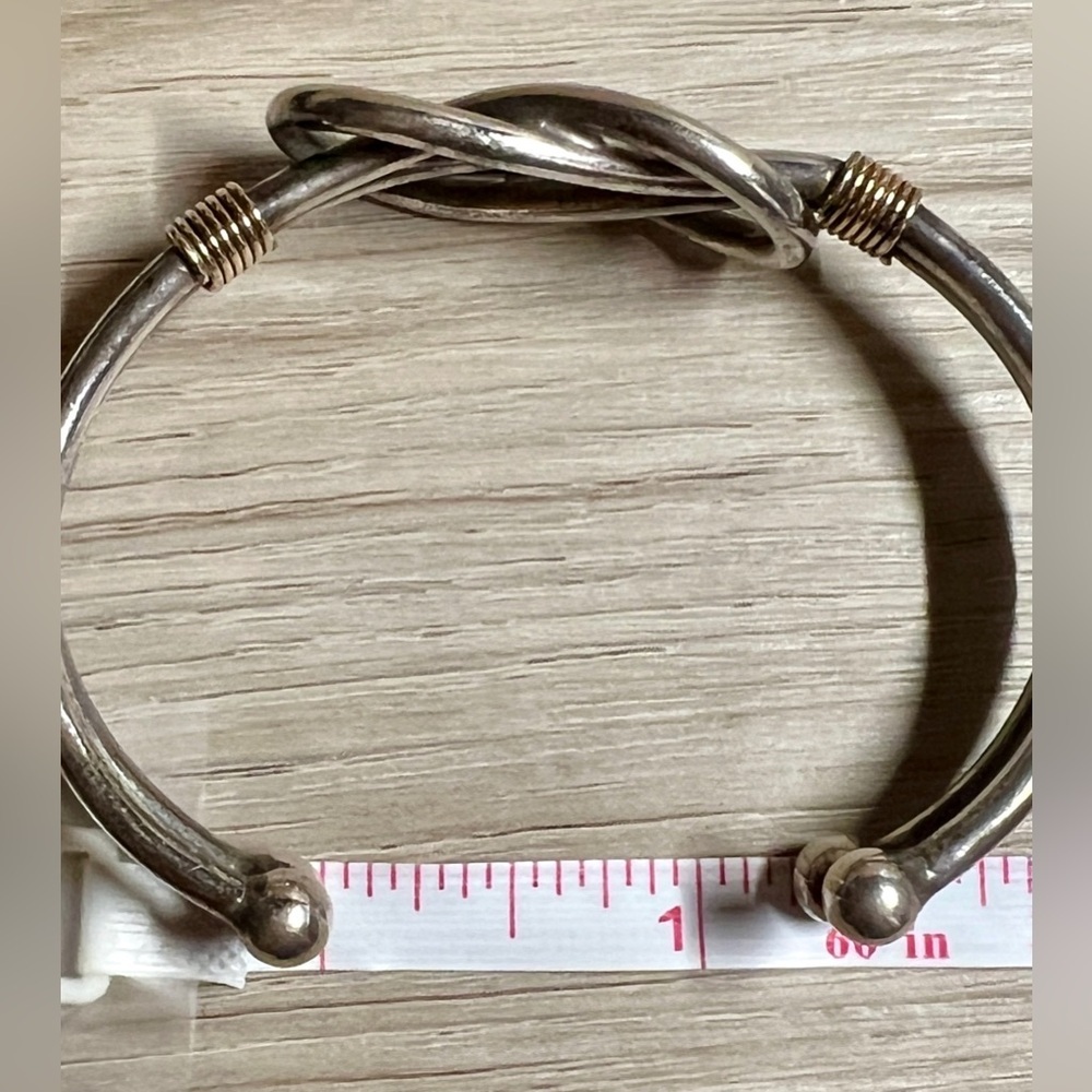 Vintage Southwestern Sterling Silver & Gold Infinity Knot Cuff Bracelet, 32g - Picture 9 of 10